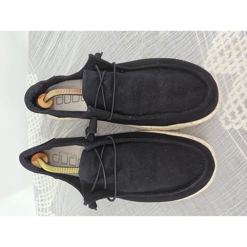 Hey Dude Wendy L Black Canvas Slip On Loafers Womens Size 10 Low Top Shoes